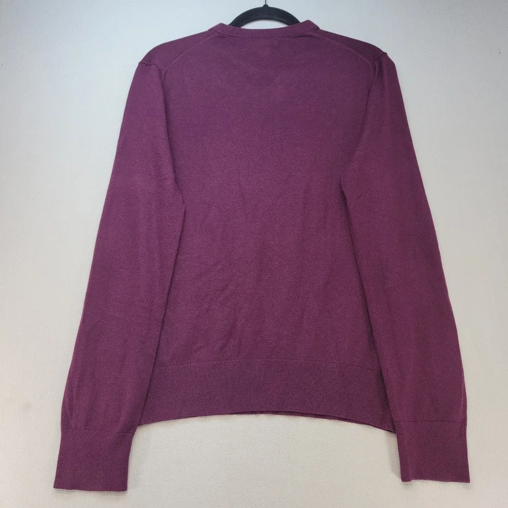 Banana Republic Sweater Mens Medium Purple V-Neck Silk Cotton Cashmere Blend